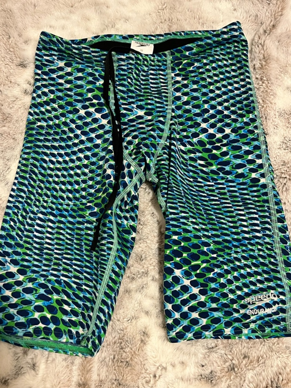 Speedo Blue and Green Patterned Jammer Swim Shorts-30